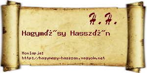 Hagymásy Hasszán névjegykártya